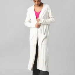 Only Off White Striped Long Shrug-28
