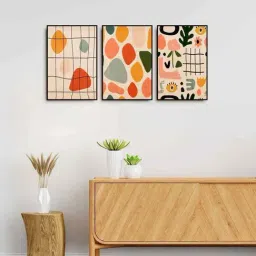 999Store Multicolor Canvas Wall Painting Panel With Fibre Frame - Set of 3-10