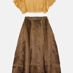 Kiddopanti Kids Gold & Black Printed Lehenga with Choli-image-15