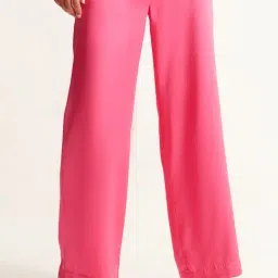 Cover Story Pink Regular Fit High Rise Trousers-image-23