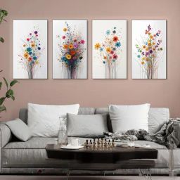 Nestroots Elegance Black Frame Floral Canvas Wall Painting - Set of 4-23