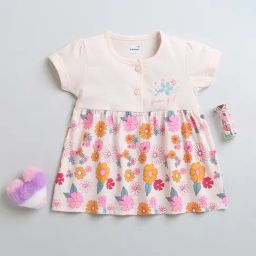 Bumzee Kids Light Pink Floral Print Frock-image-99