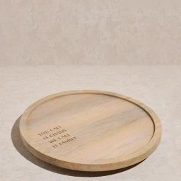 Westside Home Beige Text Design Wooden Lazy Susan-2