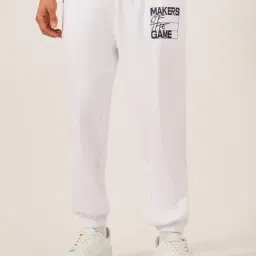 Styli White Cotton Relaxed Fit Joggers-picture-4