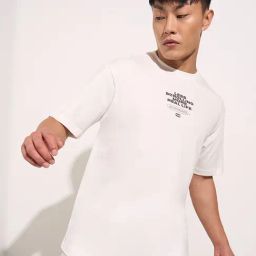 Ajile By Pantaloons Bright White Relaxed Fit Printed Sports T-Shirt-image-66