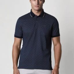 Van Heusen Navy Regular Fit Printed Polo T-Shirt-image-35