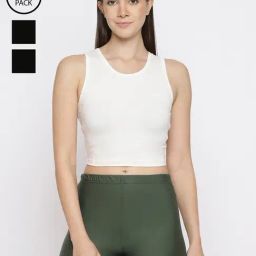 La Intimo Black, Black, Cream Teeny Weeny Camisole (Pack of 3)-image-78