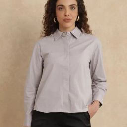 RAREISM Grey Cotton Solid Long Sleeves Shirt-image-74