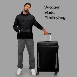 Carriall Black 4 Wheel Small Soft Cabin Trolley - 36 cm-image-42