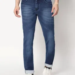 HJ HASASI Navy Regular Fit Lightly Washed Jeans-picture-43