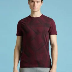 Pepe Jeans Burgundy Cotton Slim Fit Printed T-Shirt-image-59