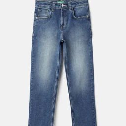 United Colors of Benetton Boys Blue Cottonton Lycra Solid Jeans-image-29