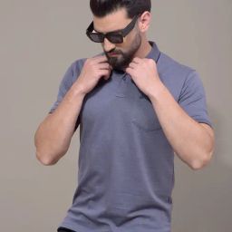 Crimsoune Club Blue Blended Slim Fit Solid Polo T-Shirt-image-44