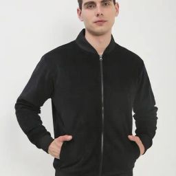 SHOW OFF Black Cotton Slim Fit Solid Sweatshirt-image-33