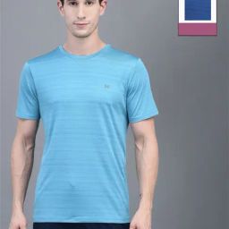 Force NXT Blue & Olive Regular Fit Sports T-Shirt - Pack Of 2-image-78