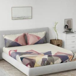 DDECOR Live beautiful Purple Cotton Contemporary 145 TC Double Flat Bedsheet with 2 Pillow Covers-image-81
