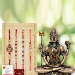 eCraftIndia Assorted Multicolor Rakhi with Shiva Idol-image-85