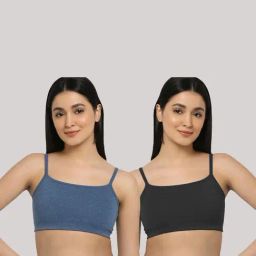 AROUSY Blue & Black Cotton Beginner's Bra - Pack Of 2-picture-42