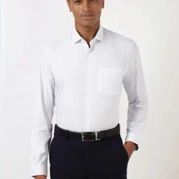 Peter England White Regular Fit Striped Shirt-image-89