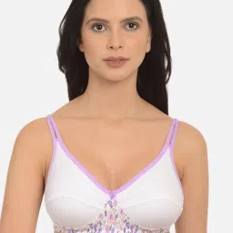 Mod & Shy Purple & White Non Wired Non Padded Full Coverage Bra image 1