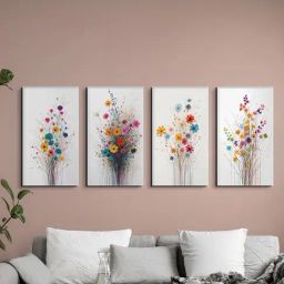 Nestroots Elegance Multi Frame Floral Canvas Wall Painting - Set of 4-40