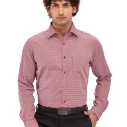 Raymond Red Slim Fit Self Pattern Shirt-picture-27