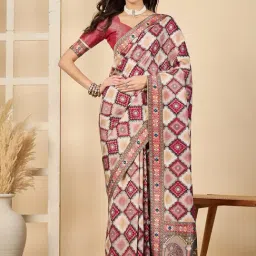 Saree Mall Cream Viscose Self Saree with Blouse Piece-image-13