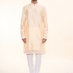 Arihant Rai Sinha Men Embroidered Regular Pure Silk Kurta with Churidar-picture-2
