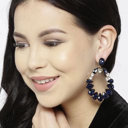 YouBella Gold-Plated Contemporary Stone Studded Drop Earrings image 3