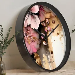 RANDOM Black & Pink Printed Contemporary Analogue Round Wall Clock-image-57