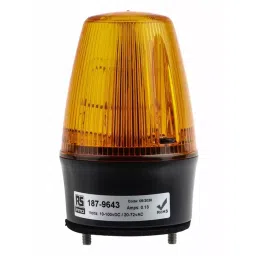 RS PRO Amber Flashing Beacon 10-100 V DC 20-72 V AC Surface Mount Wall Mount Xenon Bulb, 1879643-10