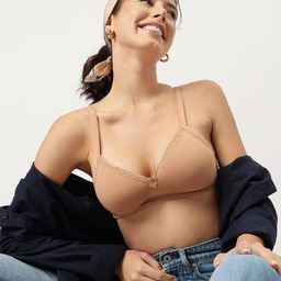 DressBerry Khaki Full Coverage Underwired Lightly Padded Everyday Bra with All Day Comfort-image-100