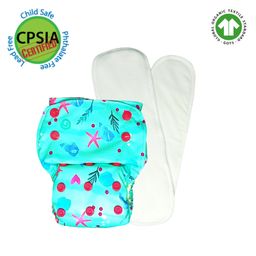Kindermum SeaShore Nano AIO Cloth Diaper with 2 organic cloth insert- Multicolor-13