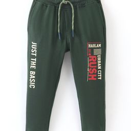Olio Kids Looper Full Length Lounge Pant Text Printed - Bottle Green-image-3