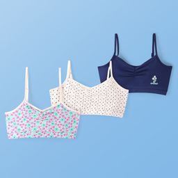 Pine Kids Cotton Sleeveless Bralettes With Floral Print Pack of 3 (Colour May Vary)-image-57