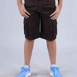 Kiddopanti Cotton Lycra Solid Shorts - Brown-image-61