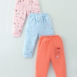 Mini Donuts 100% Cotton Interlock Knit Full Length Lounge Pants Space Theme Print Pack of 3 - Pink,Blue & Peach-picture-25