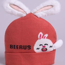 M'andy Rabbit Designed Woollen Cap - Peach-image-3