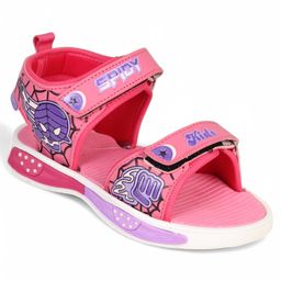Lil Lollipop Spidy Kids Text Designed With Double Velcro Closure Sandals - Pink-image-5