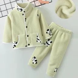 Mark & Mia Full Sleeves Winter Wear Night Suit with Panda Design - Light Green-picture-10