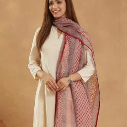 Fabindia Geometric Printed Cotton Silk Dupatta-picture-43