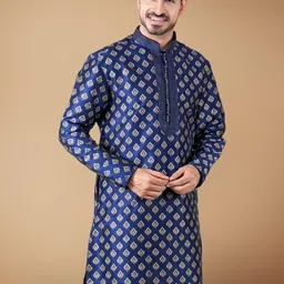 ERACH INDIA Men Dupion Silk Solid Straight Kurta-image-47