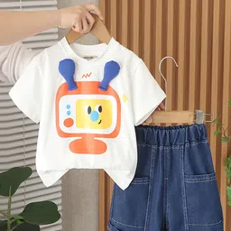 INCLUD Boys Graphic Printed Round Neck T-Shirt With Shorts-picture-0