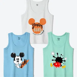 Wear Your Mind Infants Pack Of 3 Mickey Mouse Printed Basic Innerwear Vests IFVDPO3017-image-96