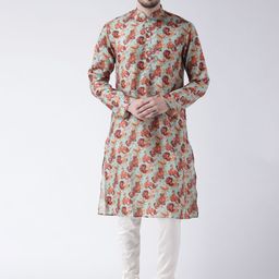 KISAH Men Blue & Maroon Printed Straight Kurta-picture-12