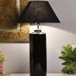 Homesake Black Ceramic Base Table Lamp with Cone Shade (Bulb Included) - Set of 1-1