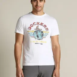 Dockers White Cotton Straight Fit Printed T-Shirt-picture-42