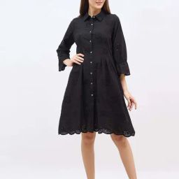 Styli Black Cotton Regular Fit Embroidered Dress-picture-39
