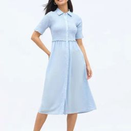 Styli Light Blue Regular Fit Dress-image-78