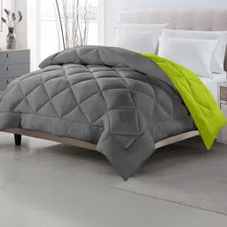 TrueYarns Grey & Green Reversible Microfiber Heavy Winter 200 GSM Single Bed Comforter-picture-15